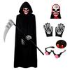 Costume di Halloween Spaventoso Costume da Morte Nera per Ragazzi Costume per Bambini con Occhi Rossi Luminosi con Guanti Maschera