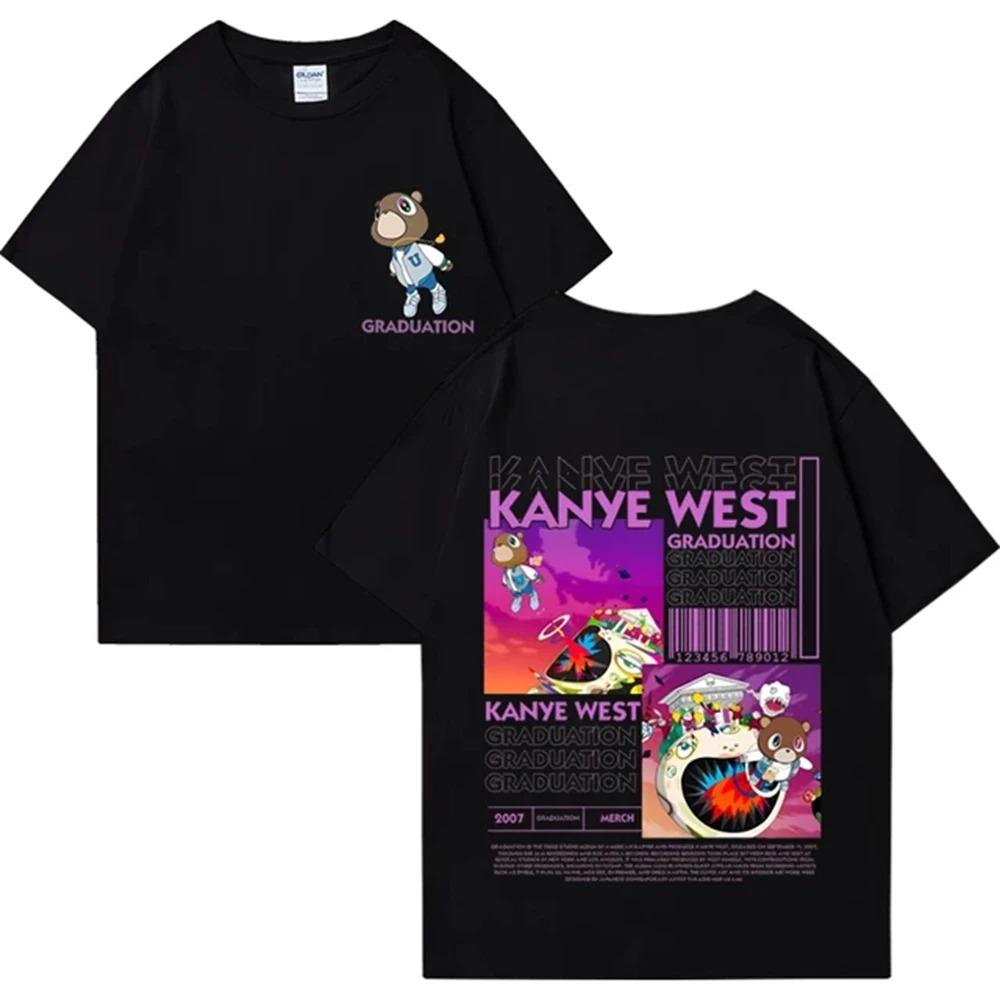 

Kanye West Ведмедик Випускний Двостороння Друкована Футболка Чоловіки Жінки Мода Хіп-Хоп Круті Топи з коротким рукавом Унісекс Футболки S