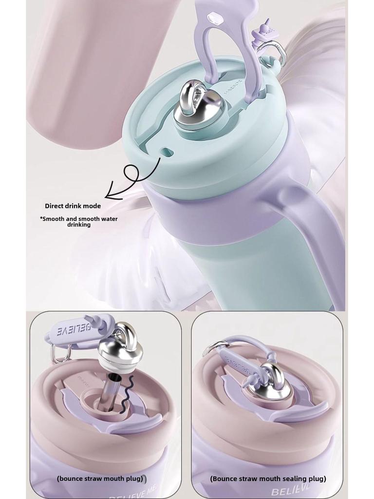 High-Capacity 316 Stainless Steel Thermos Cup with Straw for Outdoor Use