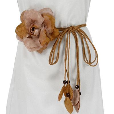 Lässige geknotete Taillenkette für Kleider Damen Dünner Taillengürtel Lange Quaste Geflochtenes Taillenband Elegantes Handgefertigtes Große Blume Dekorativ