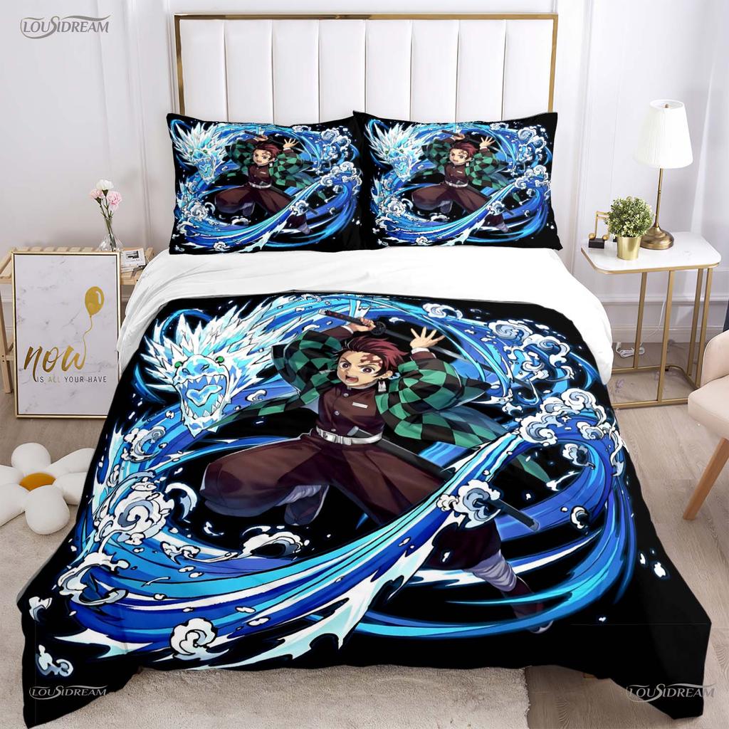 Casal Anime Demon Slayer Alle Staffeln Bettbezug Steppdecke Bettwäsche-Sets Weiche Steppdecke und Kissenbezüge Einzel-/Doppel-/Queen-/King-Größe