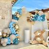 Blue and Gold Balloon Garland Set for Birthday and Baptism, 135 Pcs.