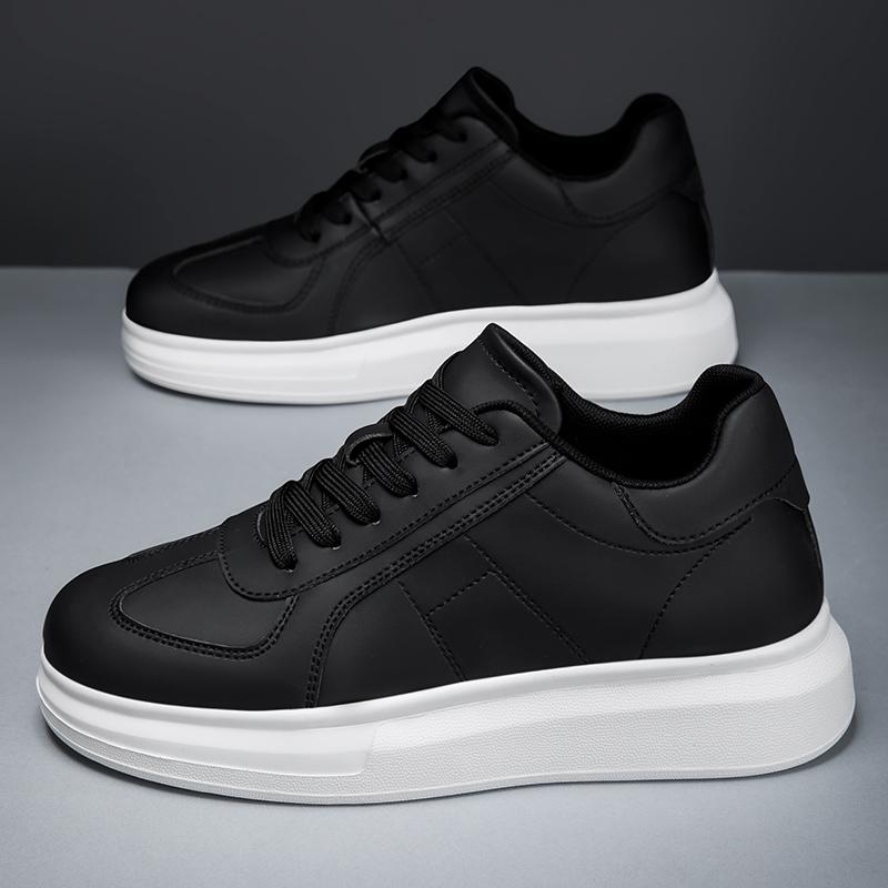 Chaussures à plateforme en cuir PU tendance pour hommes 6cm 8cm 10cm Augmentation de la hauteur invisible Baskets blanches Cortex Augmentation de la hauteur Chaussures décontractées