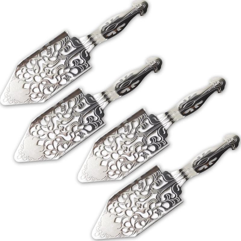 4PCS Stainless Steel Absinthe Spoons Wormwood Cocktail Bar Glass Cup Spoon Vintage Absinthe Spoon серебряный