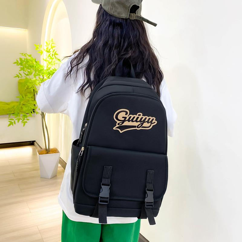 Four-Piece Backpack Set Letter Backpack Senior High School Student Schoolbag Unisex Large Capacity Lightweight Backpack
