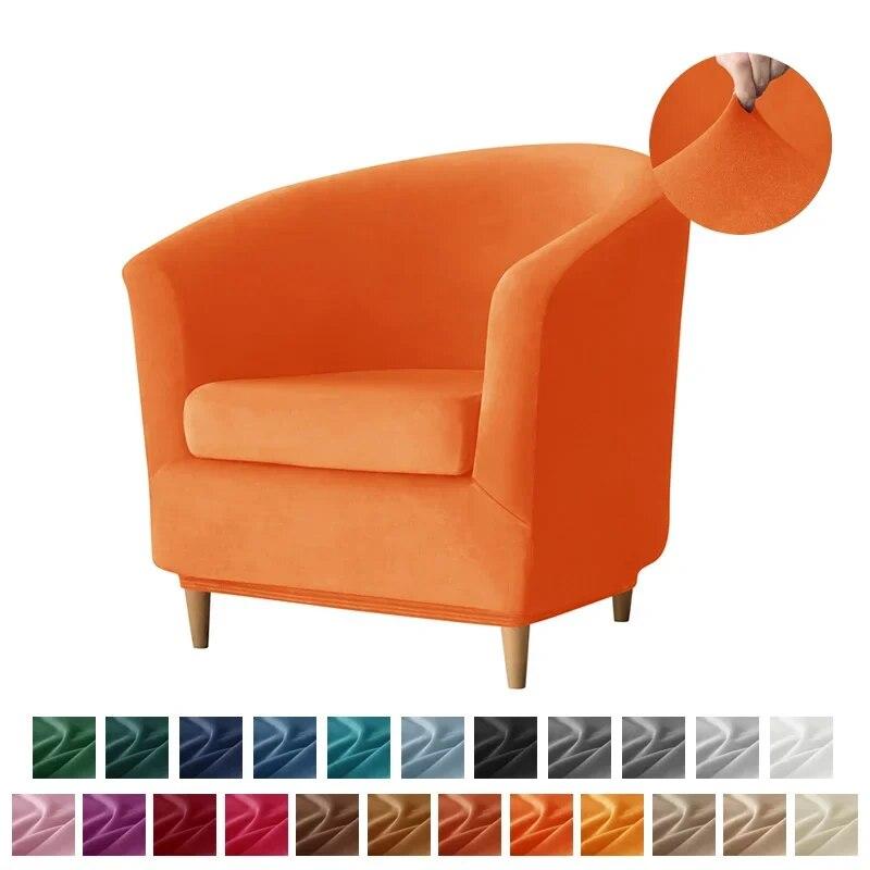 Velvet Club Bath Tub Armchairs Covers Solid Color Single Sofa Slipcover Stretch Couch Cover for Bar Counter with Seat Covers