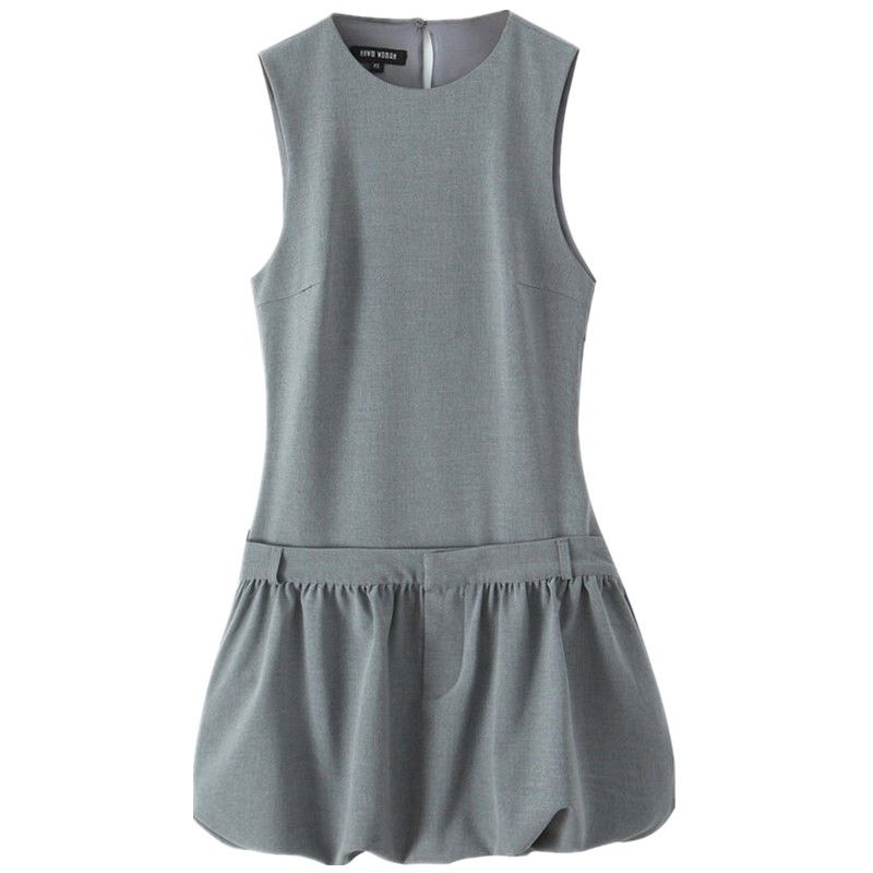 Fashion Style 2024 Fall and Winter New Women's Clothing Easiest for Match Wide Swing Round Neck Sleeveless Short Version Dress 9122554