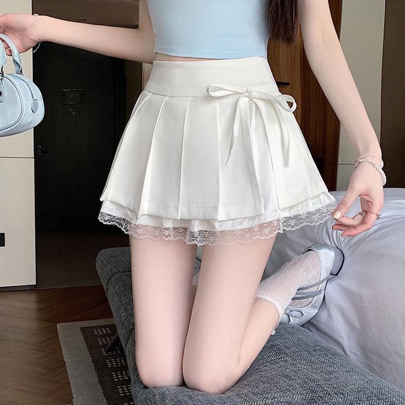 Women s High Waist Black Pleated Mini Skirt - Autumn/Spring Large белый
