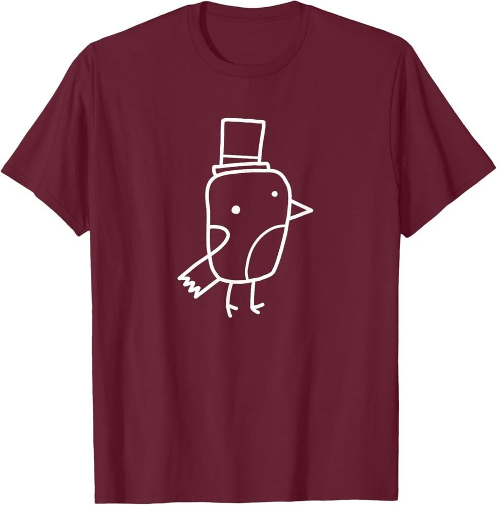 Minimalist Line Art Gentleman Bird Doodle Graphic TShirt Unisex T-Shirt XXXXL