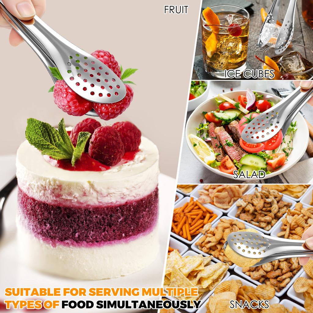 10 Pcs BBQ Food Tong 7 Inch Kitchen Cooking Tong Stainless Steel Toaster Bread Tongs Heat Resistant Cooking Clamp for Restaurant