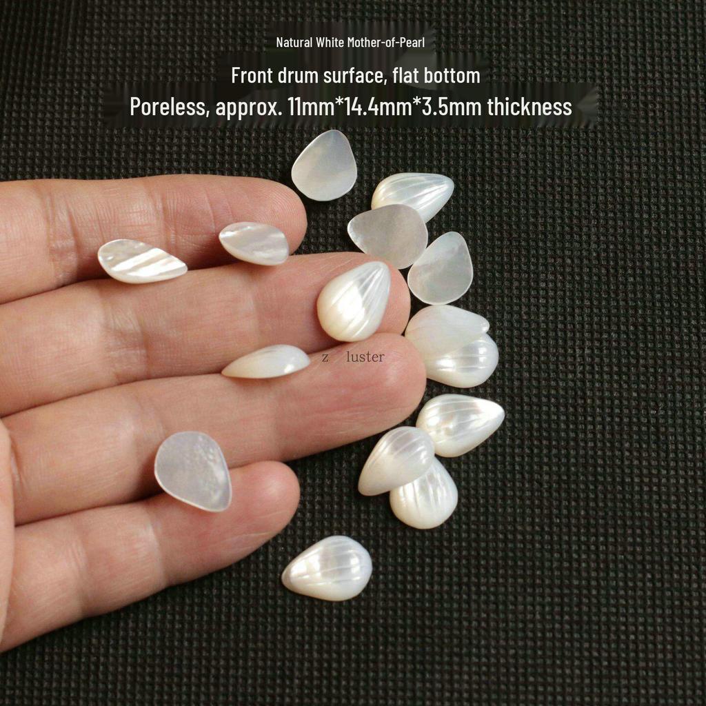 Natural White Faceted Mother-of-Pearl Water Drop Patch for Earrings and DIY Jewelry, 11x14mm.