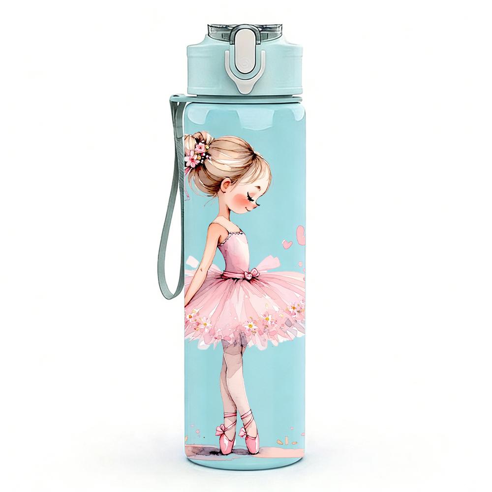 1PZ Tutù Rosa Morbido Silhouette Ballerina 750ml Bottiglia d'Acqua in Plastica Colorata Tappo Flip-Top a Cannuccia Anti-perdita Per Sport Ufficio Uso Domestico