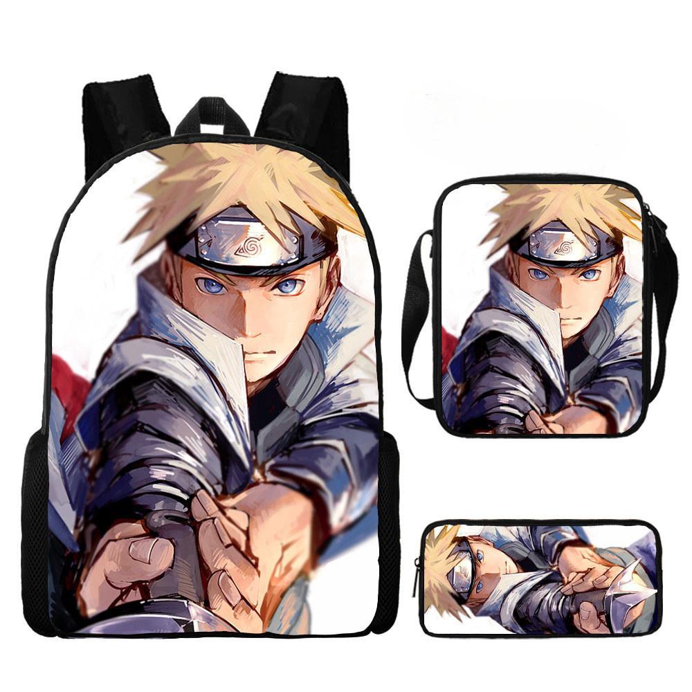 Backpack Naruto Children Set With Pencil Case And Versatile For School Trips Day
