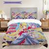 Süßes Cartoon-Thema Sailor Moon Tsukino Usagi Cartoon bequemer Heim-Bettbezug und Kissenbezug (1 * Bettbezug + 2 * Kissenbezug, ohne Füllung)A2