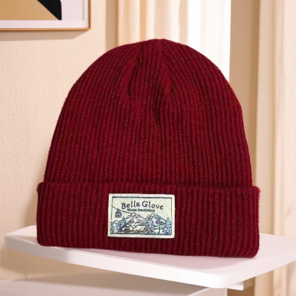 Korean versatile knitted autumn and winter wool hat, surrounded by ear protectors, cold hat, blue hat, big head to keep warm
