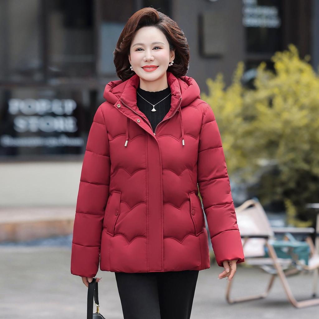 Senior mother medium and long down jacket women's new fashion hooded middle-aged women's jacket middle-aged and elderly winter clothing