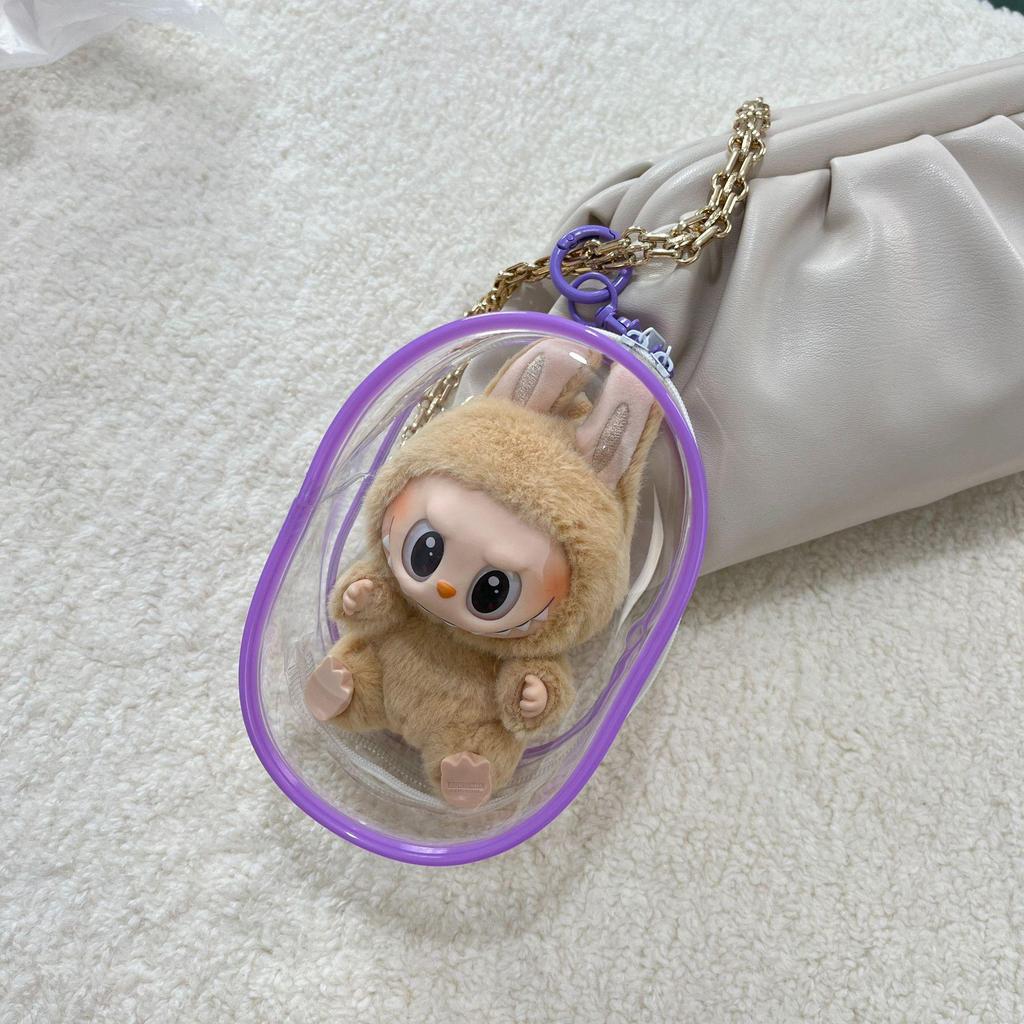 Labubu Transparent Vinyl Protective Case for Cotton Doll, Ita Bag, Baby Stroller Accessory, Dustproof Hanging Bag, 10-15cm.