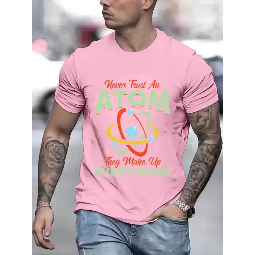 Never Trust An Atom Science Funny T-Shirt Chemistry or Physics Male Vintage Graphic Tshirt Men Novelty Streetwear Tshirt Men Top