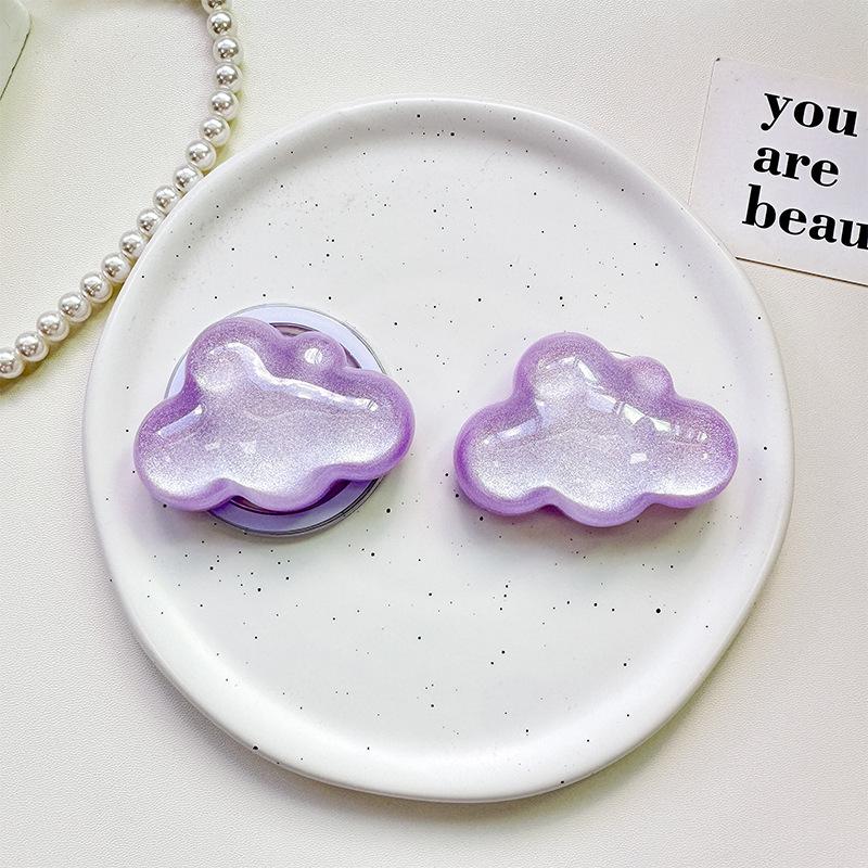 Glitter Solid Color Cloud Small Fresh Mobile Phone Holder Desktop Airbag Retractable Magnetic Paste Wind Female Ring