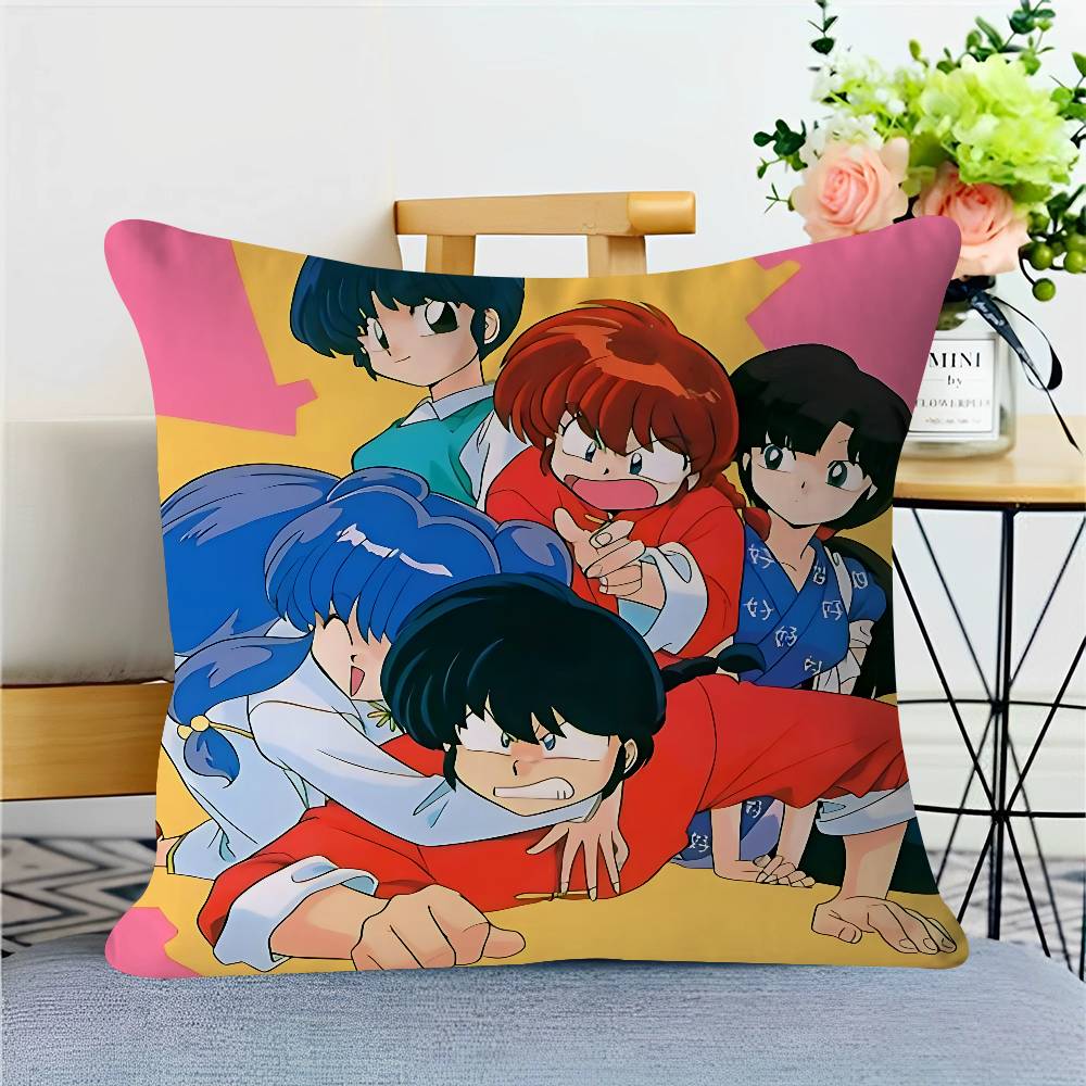 Ranma Anime Throw Pillow Cover 45x45cm Soft Cozy Cotton Outdoor Decorative Pillowcase Covers With Zipper For Couch Sofa Bedroom