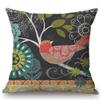 Lovely Birds Floral Night Owl Squirrel Home Decorative Cotton Linen Sofa Throw Pillow Case 45X45Cm Square Car Cushion Cover Case