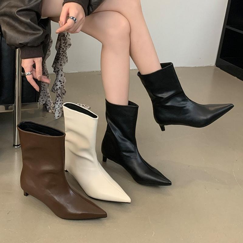 Fashion Winter Fashion Pointed Toe Women Ankle Boots Thin Low Heels Ladies Shoes Casual Party Pumps Short Modern Botas Para Mujer