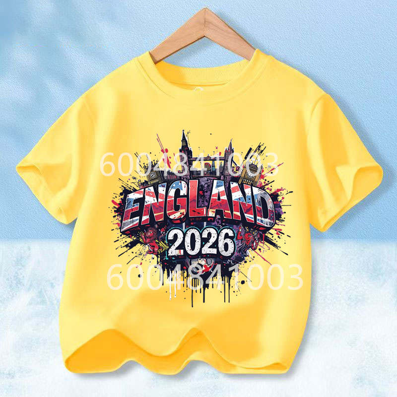 England Flag Retro Style Graphic Children Shirt Kid Boys Girls Summer Cotton Short Sleeve Little Soccer Fan Casual Daily Wear