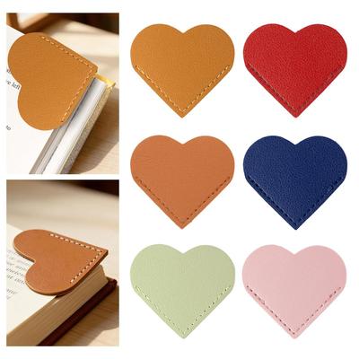 Bookmarks 6Pcs Leather Heart Bookmarks Cute Corner Page Book Marks for Students Book Reading Lovers for School Office Supplies