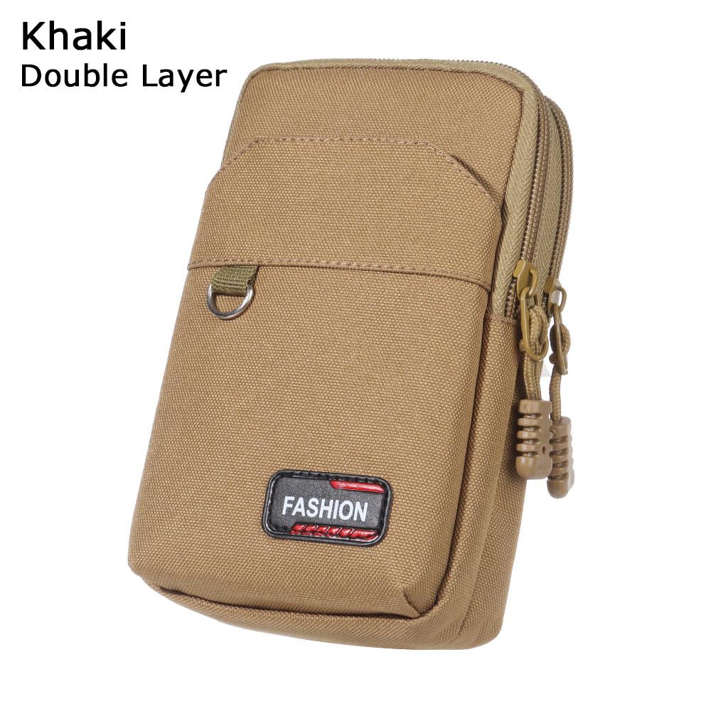 Men Single/double Layer Camping Hunting Wallet Pocket EDC Molle Bag Waist Purse Phone Pouch