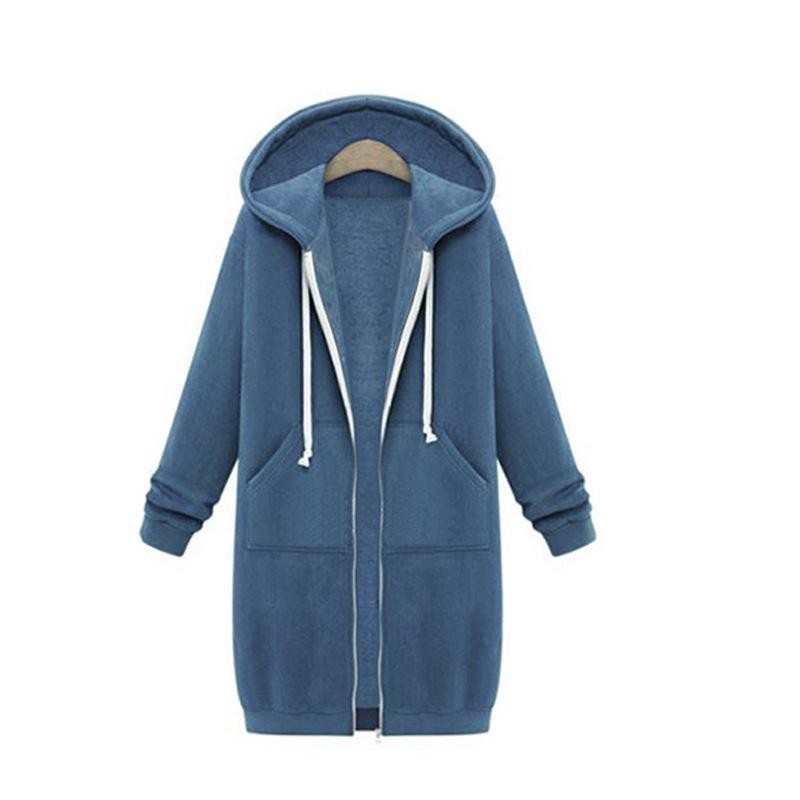 Europe, America, cross-border Amazon autumn and winter super long velvet large size women's sweater loose hooded jacket cardigan