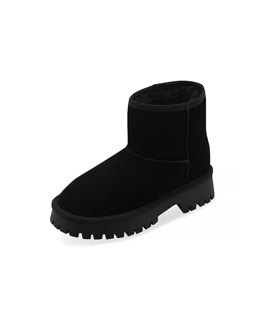 Spur Lambs Wool Natural Cowhide Sheepskin Mid-Calf Boots 5Cm -Sa9045 (3Color)