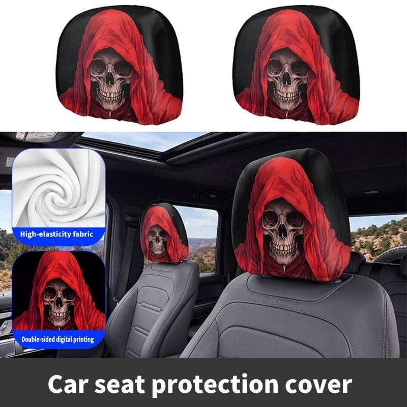 Stretch Car Headrest Cover Set 2 Pack, Visual Cabin Covers for Dust Care and Horror Theme Vehicle Decoration Update