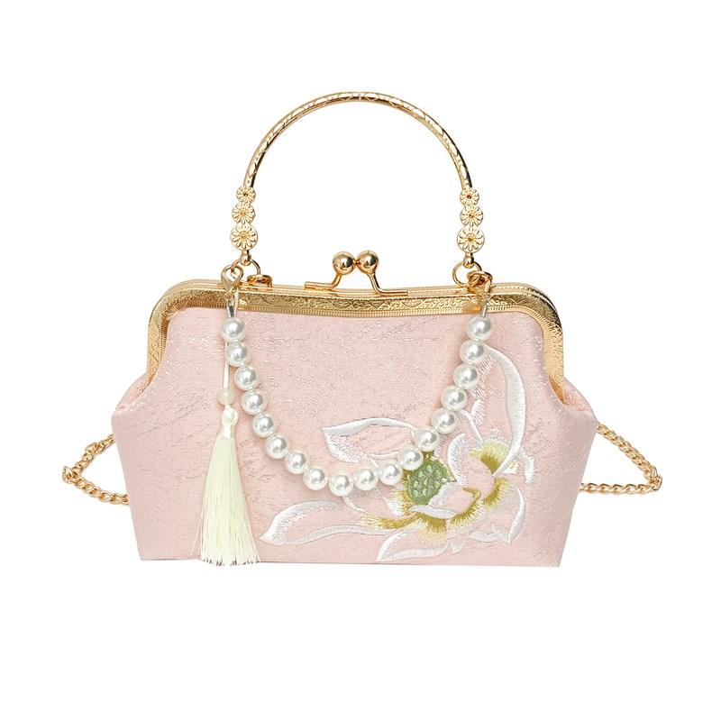 Fashion Brand Crossbody Bag For Women’s Flower Decorative Cloth Fabric Chinese Style Handbag Luxury Design Female Messenger Bags