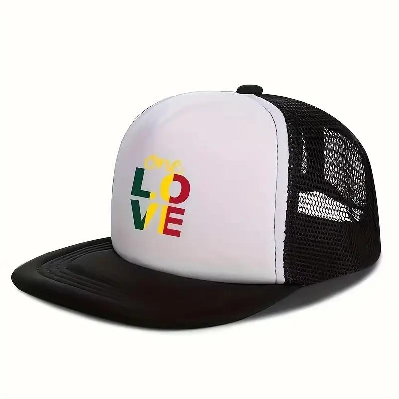Unisex hip-hop baseball cap | adjustable mesh flat top cap | letter printed street style | breathable patchwork casual cap
