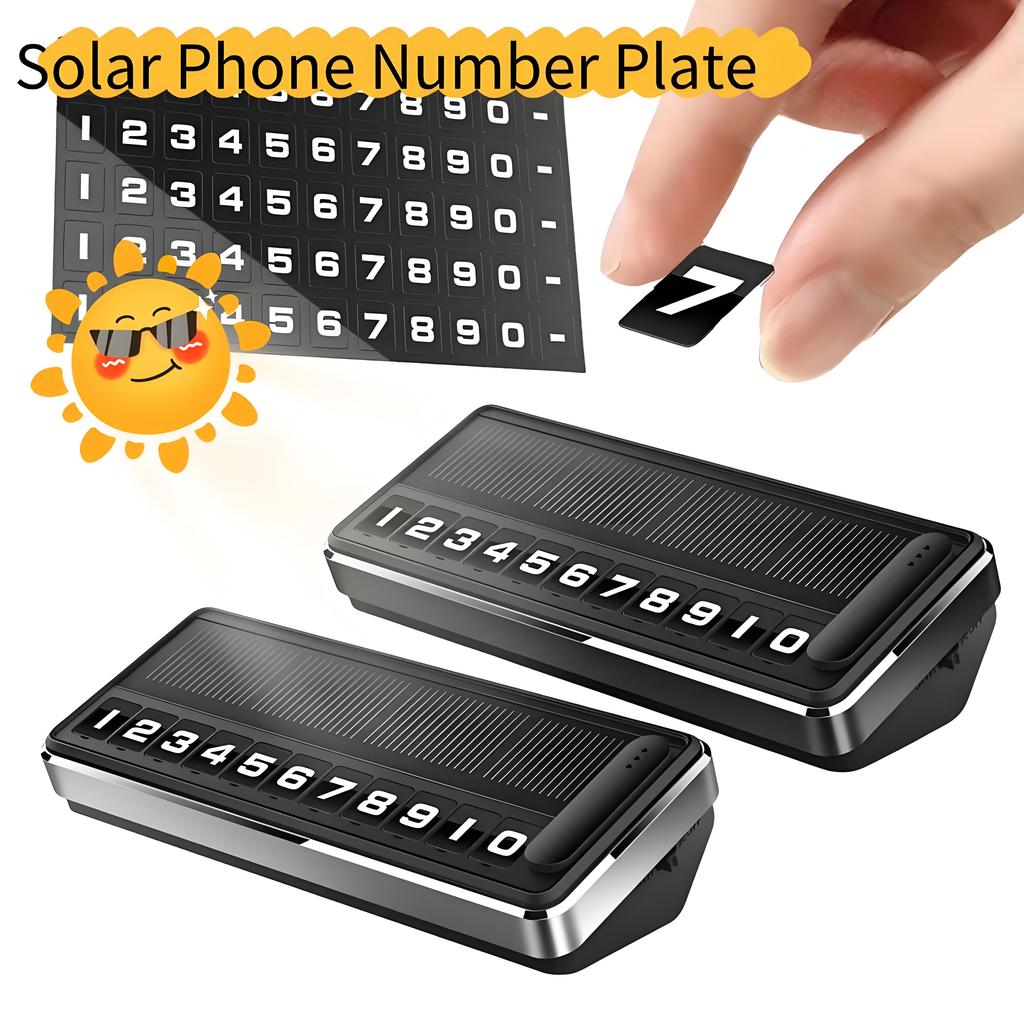 1Pc Solar Car Phone Number Plate Led Lighting Temporary Parking Card Hidden Plates Car Park Stop Multiple Number Parking Gadgets