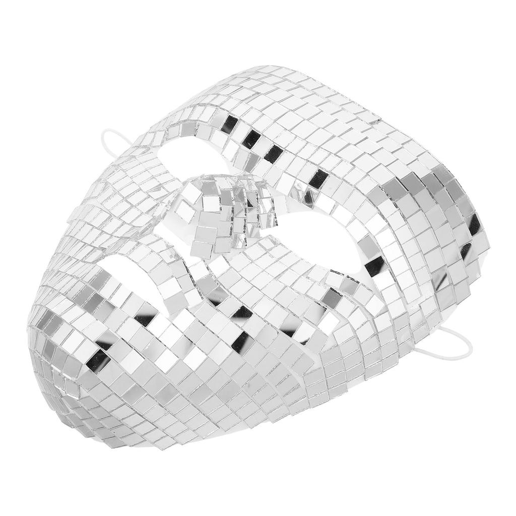 Disco Ball Mirror Face Mask Sparkly Glitter Full Coverage Costume Mask for Halloween Carnival Masquerade Party Stage Performance