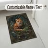 Fox Flowers Theme Soft Crystal Velvet Rug Custom Name & Text Print Non Slip Floor Rug for Bedroom Living Room