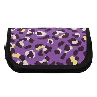 Pen Case Multi Compartment Double Zipper 300D Polyester with Two Large Sections for Pens Pencils Ruler Earphones for Office School