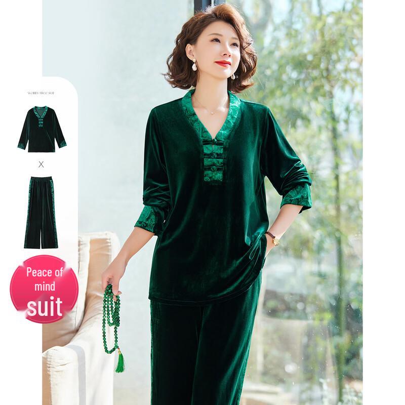 

New Chinese Style Velvet Two-Piece Set XL