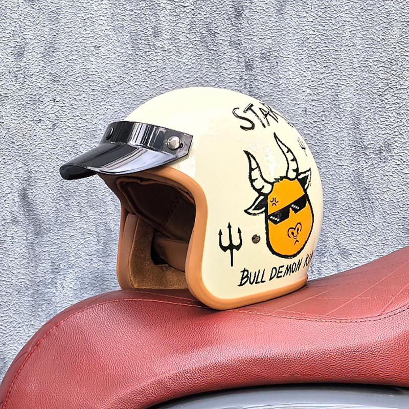 Retro Halb-Open Motorradhelm Cross-Country Motorradzubehör Motorradhelm 3/4 Retro-Helm im Winter