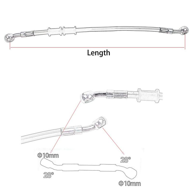 

400mm-2200mm 28 degre Silver Grey Hydraulic Brake Hose DOT oil Pipe Line Braided Cable 10mm Banjo For Kawasaki Yamaha Honda ktm 400mm