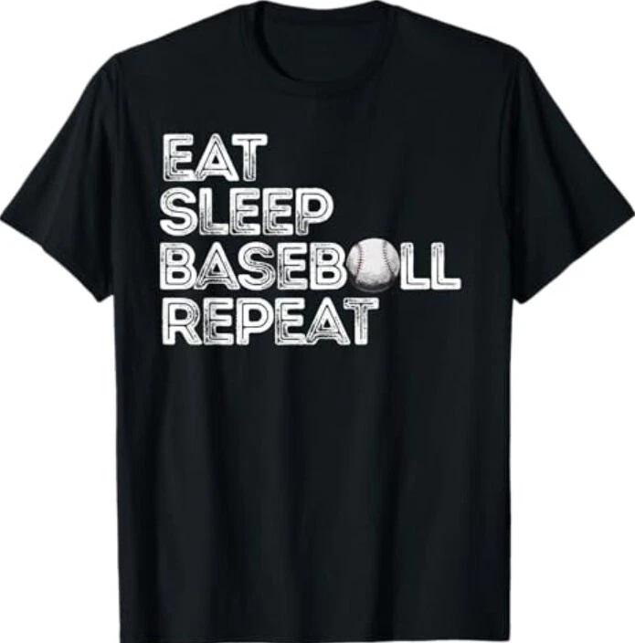 Funny Baseball Player Eat Sleep Baseball Repeat Baseball T-Shirt S