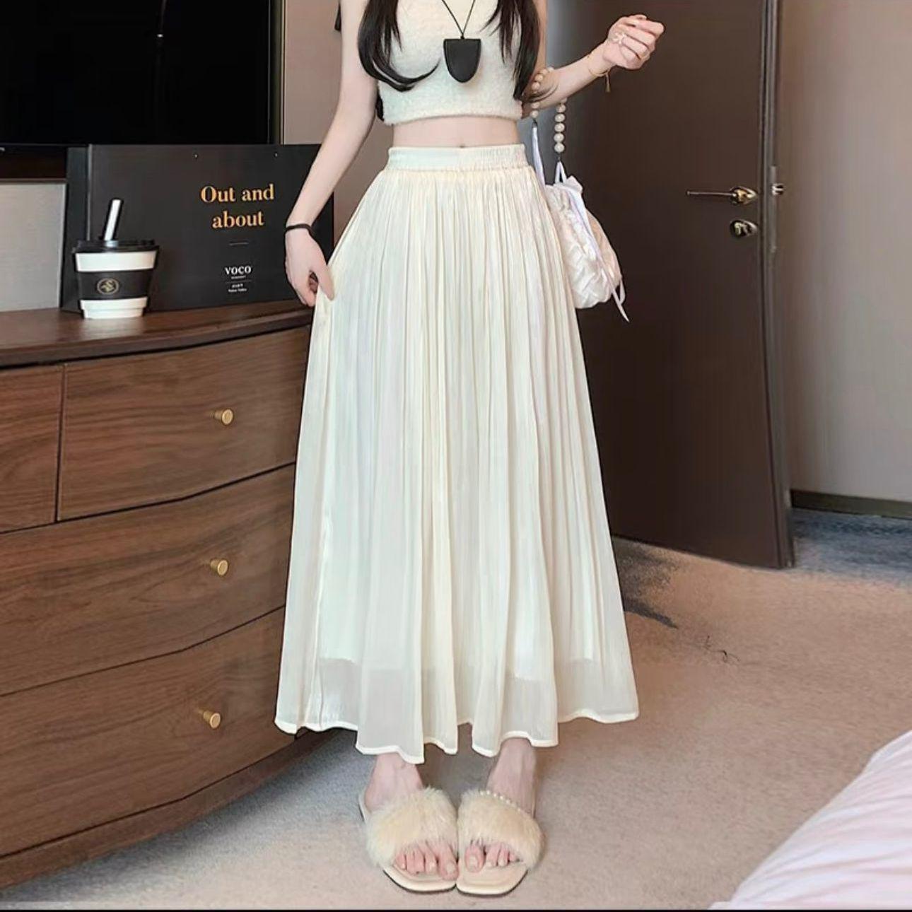 

Women s Summer Pleated High-Waist Wide-Leg Ice Silk Pants Large, Weight 60-75kg