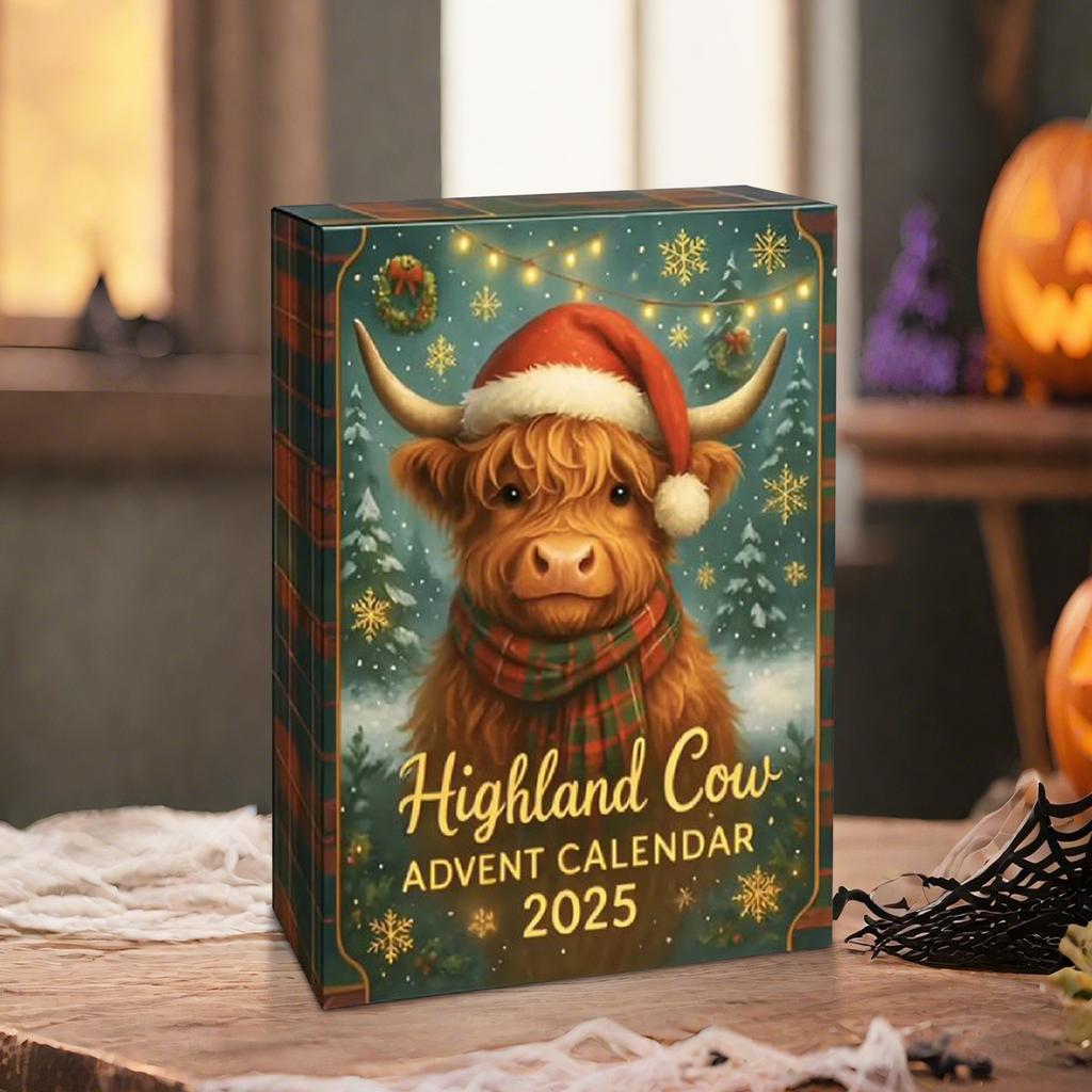 Highland Cow Xmas Countdown Calendar with 24 Highland Cow Figurines Advent Countdown Calendar Christmas Gifts