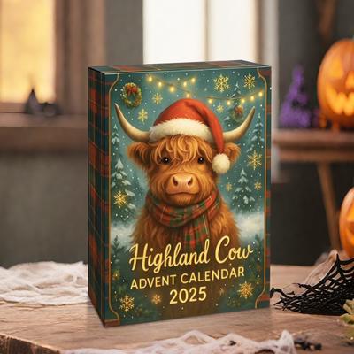 Highland Cow Advent Calendar 2025 with 24 Highland Cow Figurines Xmas Countdown Calendar Calf Lovers Gifts