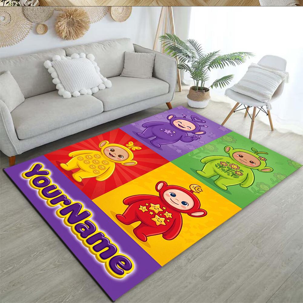 Teletubbies Customizable Name Area Rug Suitable for Bedrooms Playrooms Entryway Foyer Antislip Carpet Decorate Offices