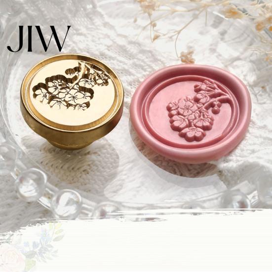 Journal Decoration Seal Wax Stamp, Vintage Plant Pattern Head, Durable Handmade Stationery Accessory Copper Stamp Head Replacement, for Envelope