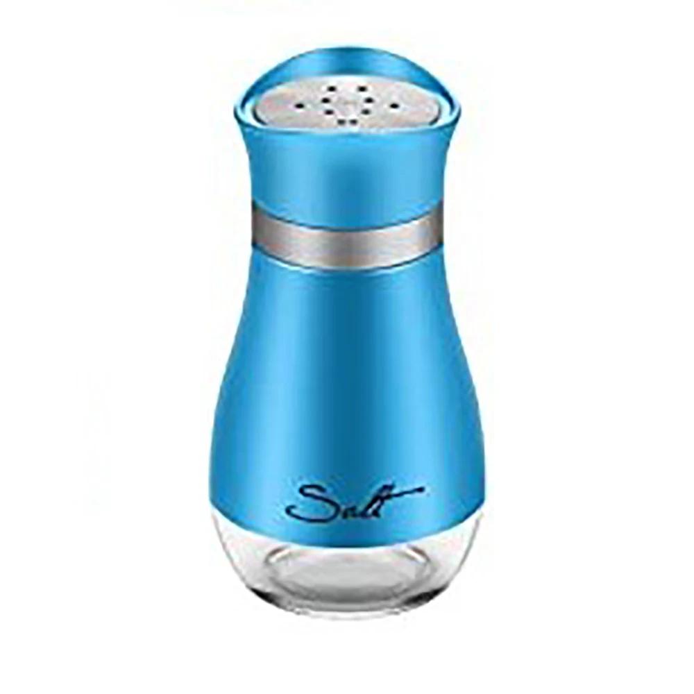 Cute Salt And Pepper Stainless Steel Glass Bottom Spice Dispenser Sea Salt Sugar Refillable Pepper Seasoning Cans Spice Jar