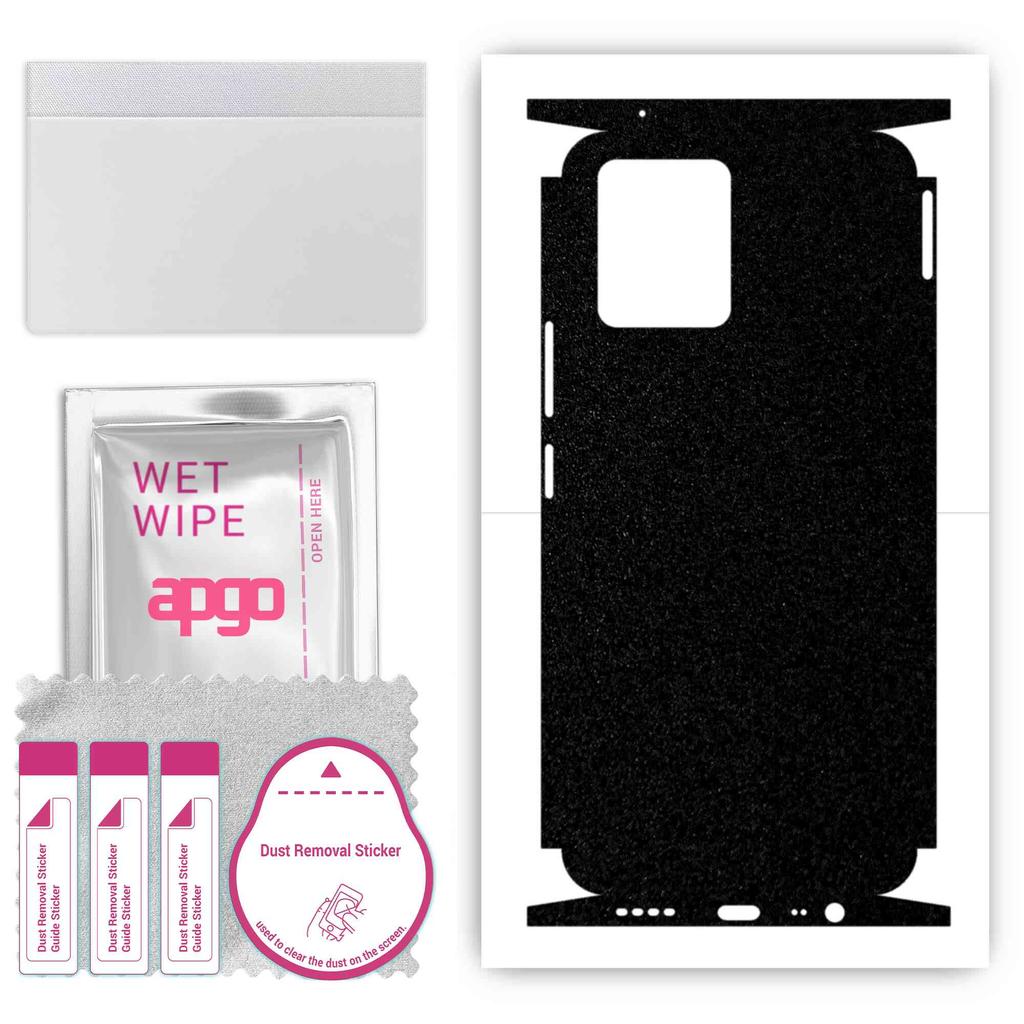 apgo Protective Skin Sticker for the Back+sides Compatible with Realme 8, Full Wrap Film, Foil, Vinyl - Pattern Matte Black
