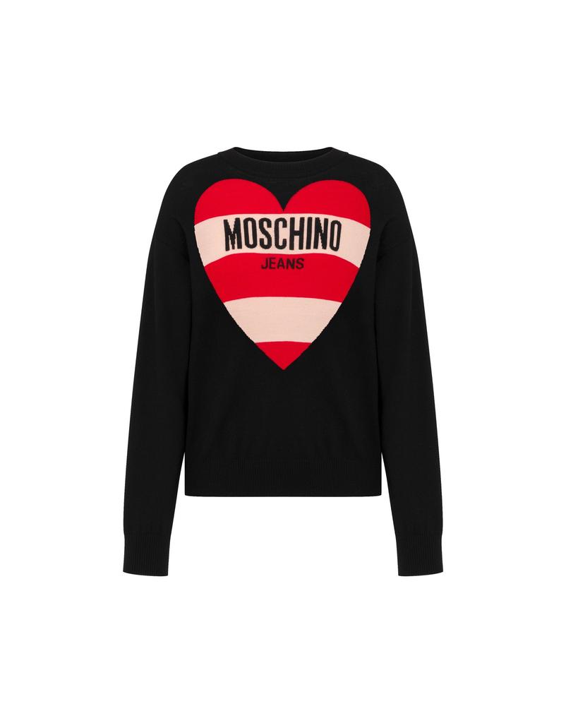 MOSCHINO Jeans Stripe Heart Wool Knit